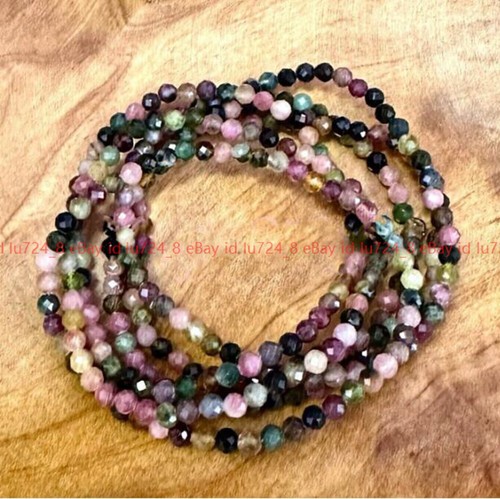 Wholesale 6 Pcs Natural 4mm Watermelon Tourmaline 7.5 in Stretch Bracelet - Picture 4 of 17