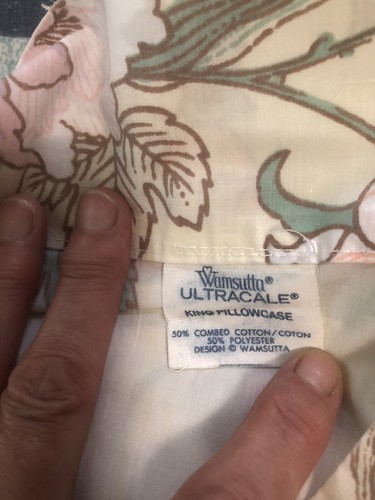 Vintage Wamsutta Ultracale King Sheet Set Ivory, Peach, Lavender, Pastel Floral - Picture 9 of 18