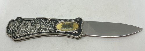 ๐ Locomotive Train Stainless Steel Folding Pocket Knife Lock Back 3โ Cowboys - Picture 7 of 15