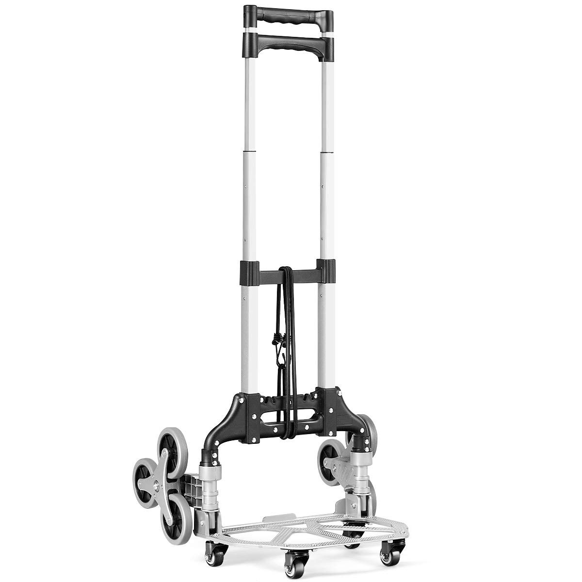 Diable pliable 3 roues en aluminium et chariot d'escalier léger avec tendeur