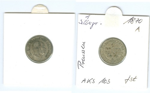 Prussia 1 Silver Groschen 1870 A Fast Stempelglanz