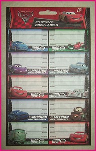 CARS-2-20-School-Book-Labels-Stickers-Lightning-McQueen-WGP-Disney-Pixar