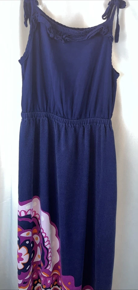 Maxi Vestido Gymboree Spice Market Niñas Talla 7 Azul Marino Tejido Rayón Bohemio  Foto 3 de 4