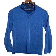 Johnston  Murphy Mens Performance Pullover 1/4 Zip Long Sleeve Blue M