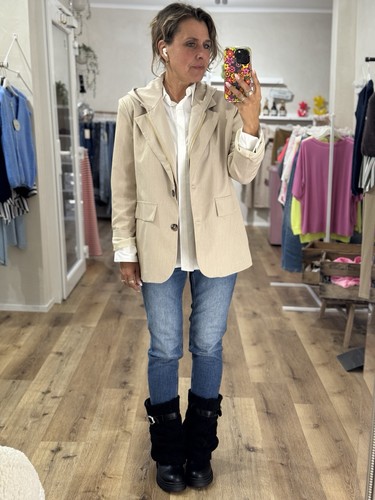 Blazer Sweat Jacke Abnehmbar Kapuze  Beige Maße Beachten One Size L/XL (I1) H - Bild 2 von 9
