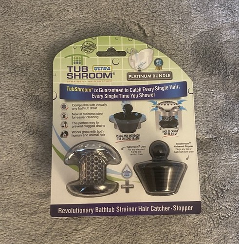 2x TubShroom Ultra (Stainless) Strainer Plus StopShroom Plug Combo for Tub Drain - Picture 3 of 3