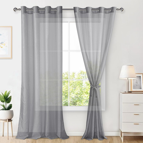 Hiasan Gardinen Mit ÖSen VorhäNge Wohnzimmer Transparent H260Xb140Cm-image