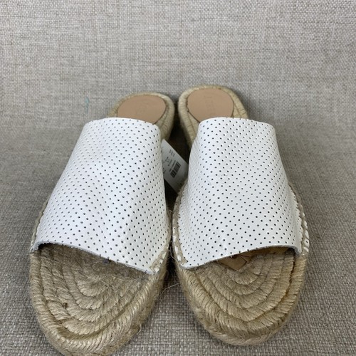 J Crew Valencia Espadrilles Sandals Slides Women 10 White Perforated Leather New - Picture 3 of 7