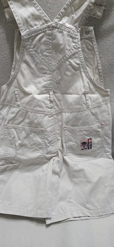 Off White Denim Bib Overalls Jean Shorts Tweety Bird Size M 7/8 Looney Tunes - Picture 8 of 14