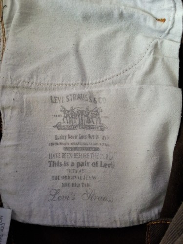 Jeans Levi's 501 uomo gamba dritta marrone scuro denim 40x30 bottoni fly cotone - Foto 4 di 9