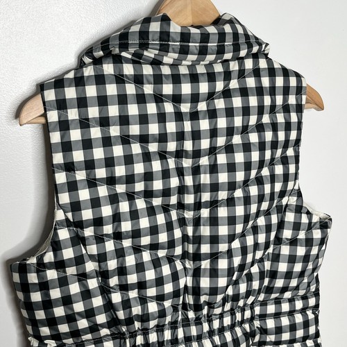 Talbots Womens Down Fill Puffer Vest MP Black Cream Gingham Zip Pockets - Picture 7 of 11