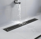 Linear Shower Drain 40cm/15.5-inch Invisible Bathroom Floor Drain (Black)