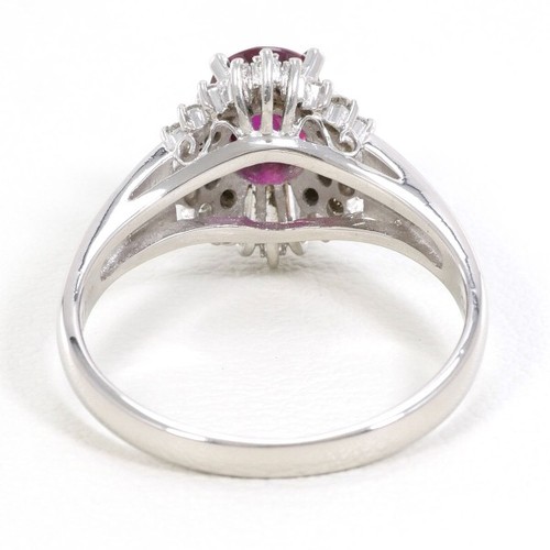 Jewelry Platinum 900 ring 13 size Ruby 1.12 Diamond 5.2g Free shipping Used - Picture 4 of 8