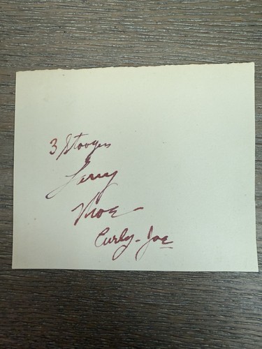 Drei 3 Stooges signiert 3 1/2 x 4 Album Seitenschnitt COA - Bild 1 von 3