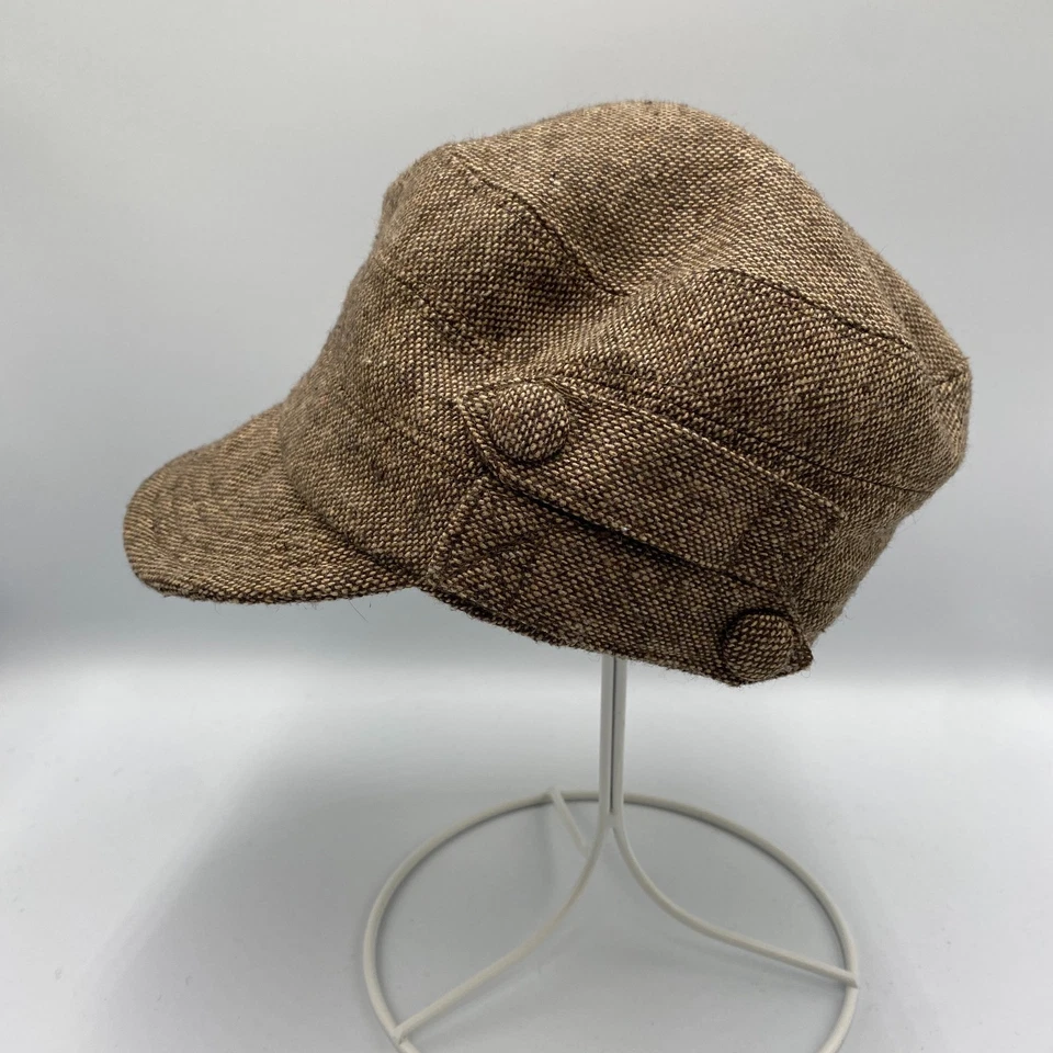 Women's Cabbie Newsboy Military Cadet Hat Cap Brown - Image 2 of 4