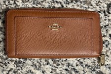 COACH Saddle Brown Accordion Zip Around Wallet F52648