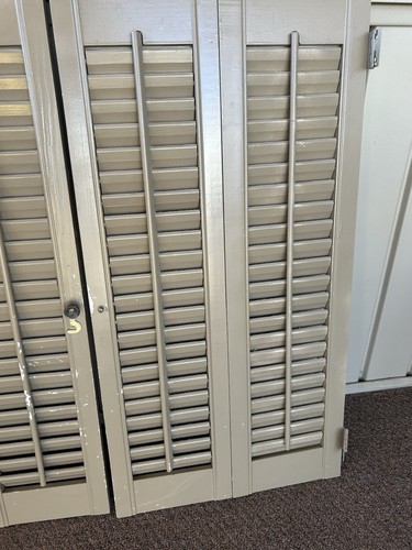Wooden Louvered Shutters 2sets Both Are 26-3/4” Tall X 27|-1/2” Wide - Picture 9 of 13