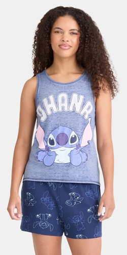 Disney Stitch Women's SIZE 2X 18W-20W Tank Top and Shorts Pajama Set, 2-Piece - Picture 2 of 17
