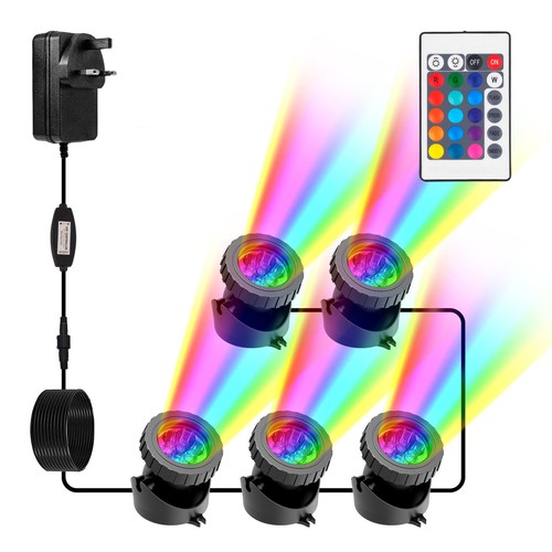 NATPOW Teichleuchten netzbetrieben, RGB Unterwasserstrahler Aquariumbeleuchtung mit - Bild 1 von 5