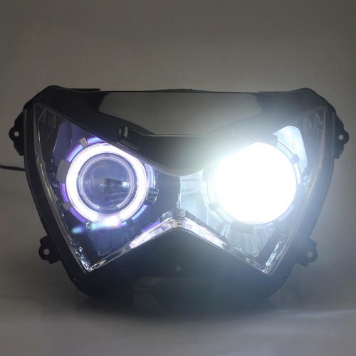 Conjunto de faros HID completamente blancos azul ojo de ángel para Kawasaki Z800 Z250 Z300 - Imagen 5 de 11