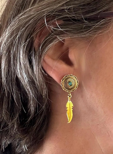 Pendientes de oro | dijes de plumas | Suroeste - Imagen 4 de 10
