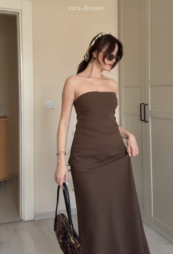 Zara ZW Collection Brown Strapless Dress Size XS Ref: 4333/040 - Picture 5 of 23