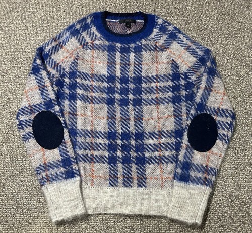 J.Crew Mohair Wool Blend Sweater Women’s XS Tartan Plaid Multicolor Pullover - Picture 1 of 8