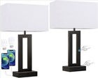 Lamps for Bedrooms Set of 2 Touch Control Table with USB C+A Charging Ports