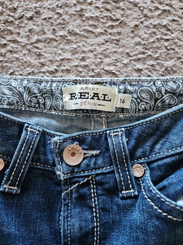 Ariat Jeans Mädchen 16 Blau Denim Stiefel CHILLBLUE R.E.A.L. Kleeblatt 28x30 - Bild 2 von 5