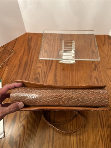 VTG 50s 60s unbranded brown snake skin leather Handbag Purse Clasp Italy *Read* - Picture 17 of 21
