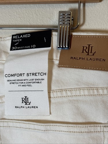 LAUREN RALPH LAUREN IVORY PATCHWORK RELAXED TAPERED ANKLE   JEANS NWT  Size 10 - Picture 11 of 13
