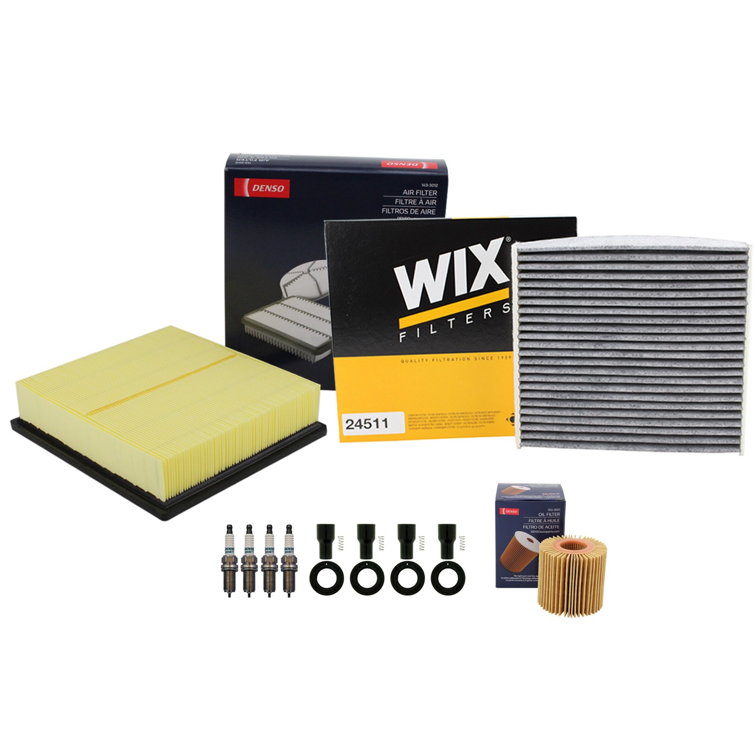 Denso Tune Up Kit NGK 4 Spark Plugs  Boots Kit for Sienna 2.7L L4 W/ Gap 0.040