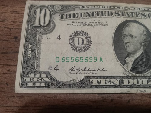 1969A $10 Trinary Note D 65565699 A - Picture 2 of 3