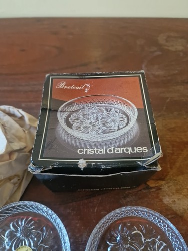 6 x Glasuntersetzer Bretevil klar Cristal de Flandre GÄNSEBLÜMCHEN 24 % Bleikristall - Bild 2 von 7