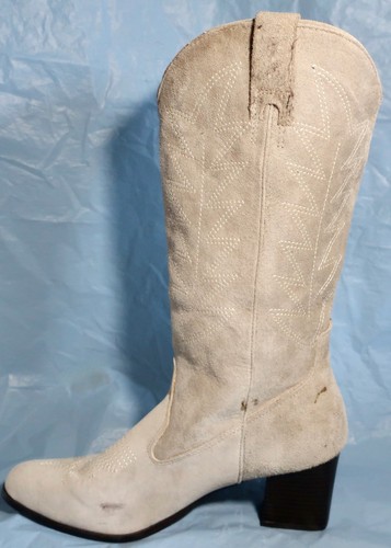 Vintage Light Sand Dress Barn Southwestern Cowgirl Boots Size 8.5M Suede Like - Picture 4 of 8