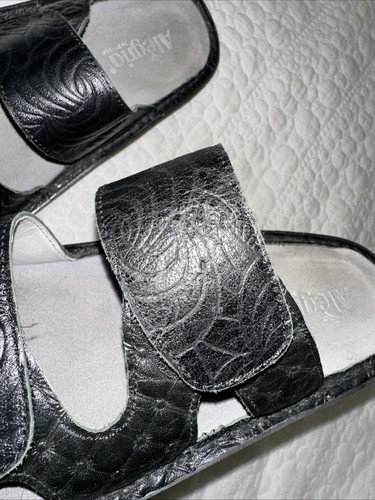 ALEGRIA BLACK LEATHER WOMEN SLIDES SIZE 41 US 9.5-10 - Picture 6 of 6
