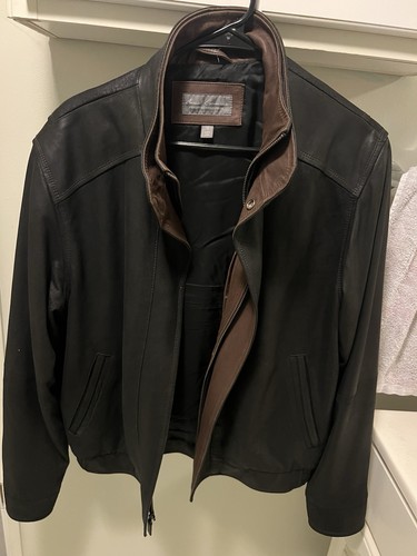 Daniel Cremieux Herren Vintage Lammfell Lederjacke schwarz braun, Größe M