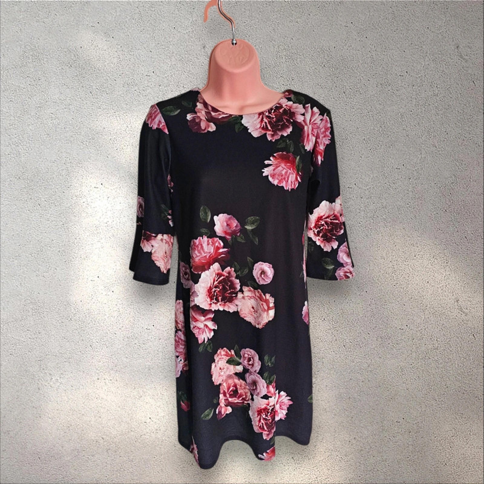 Dorothy Perkins Black Peonies Floral Pattern Smart Work Dress office corporate