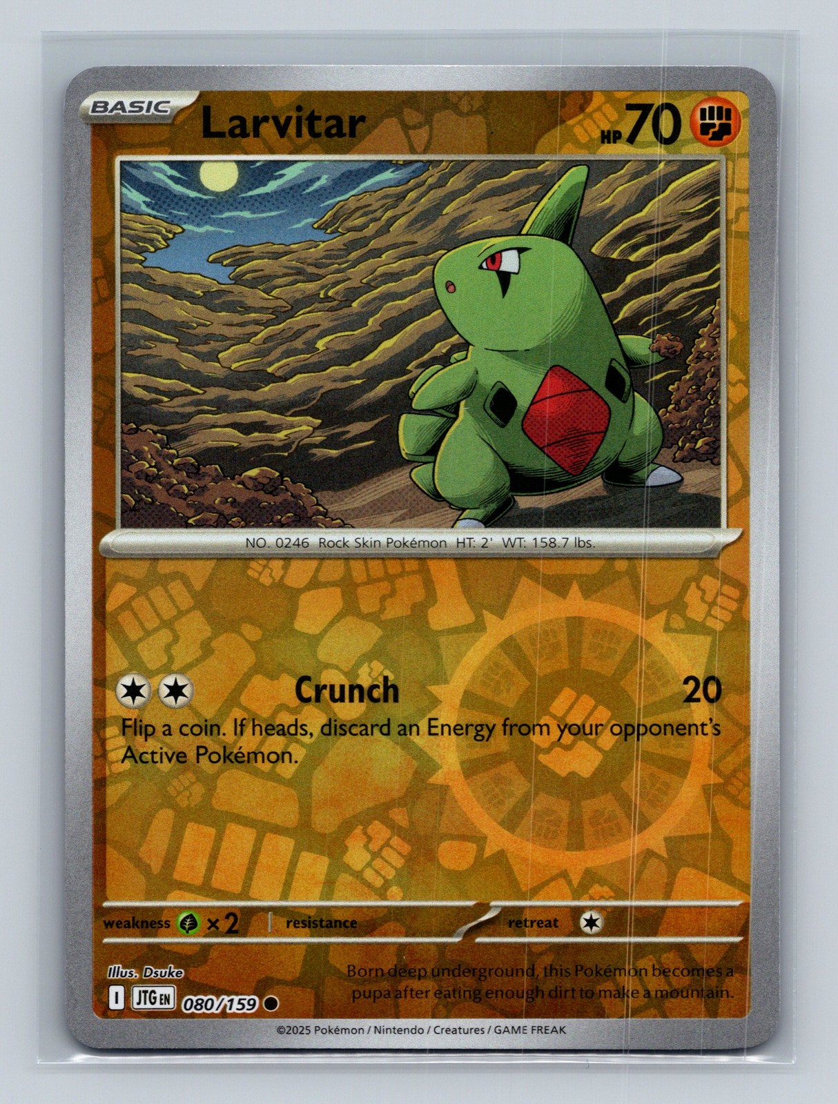 Pokemon - Larvitar - 080/159 - SV09: Journey Together - Reverse Holo - C - NM