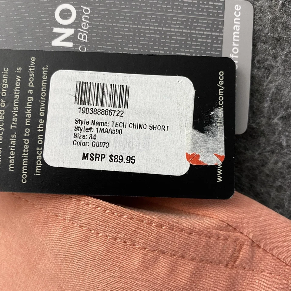 Pantalones Cortos Travis Mathew Talla 34 Terra Cotta Tech Chino Performance Golf NUEVOS CON ETIQUETAS NUEVOS Foto 4 de 4