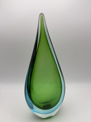 12” Vintage MCM Flavio Poli Seguso Sommerso Teardrop Art Glass Sculpture HEAVY - Picture 6 of 15