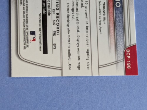 2025 Bowman Chrome Baseball Teilon Serrano 1st Prospects Laser Refractor - Bild 9 von 10