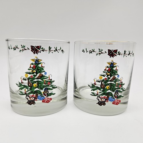 Weihnachtsbaum niedrige Kugel Cocktailgläser Goldrand 2er Set - Bild 1 von 9