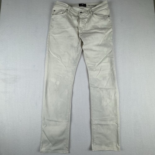 7 For All Mankind The Straight Luxe Performance Jeans Herren 32x32,5 Elfenbein Flecken - Bild 2 von 10