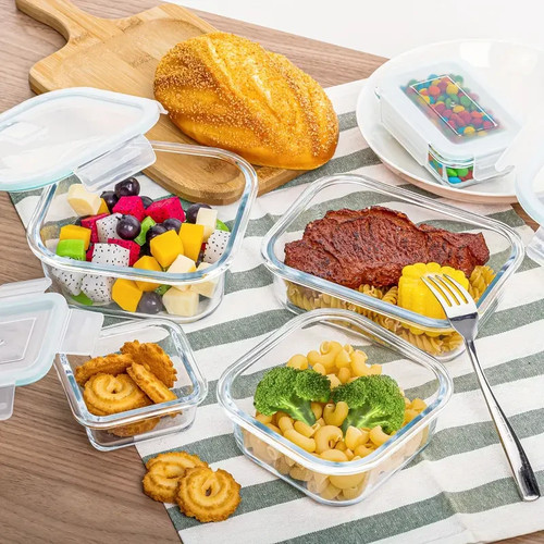 Set of 8 Glass Food Storage Containers with Lids, Airtight Glass containers tubs - Picture 4 of 4