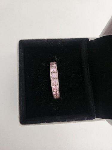 Pandora 925 Silver With Pink Stones Band Ring Eternity Size 54 - Picture 3 of 6