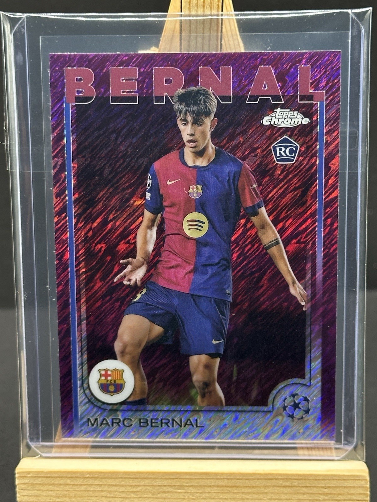 Marc Bernal 2024-25 Topps Chrome UEFA #39  Magenta Shimmer RC Barcelona