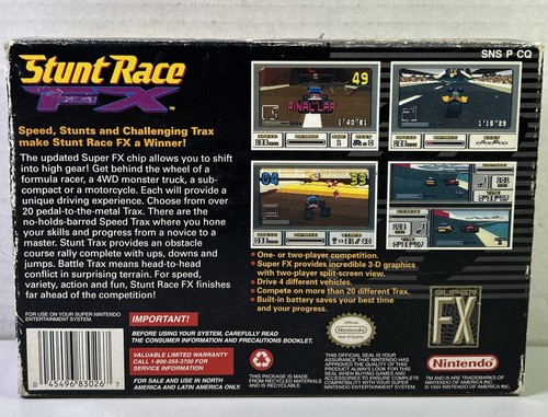 Stunt Race FX (Super Nintendo, 1994) No Manual - Picture 4 of 20