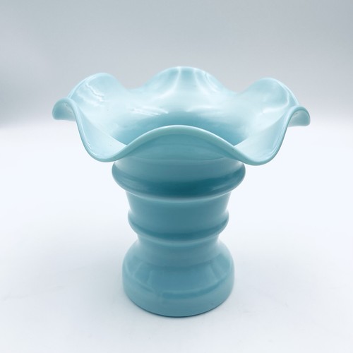 Altaglas MCM Vase Trompete gekräuselt Robin’s Egg blau Bouquet Alberta Kanada Vintage - Bild 3 von 10