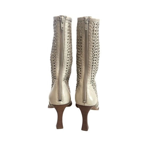 Botas de cuero vintage con corte láser talla 38 EE. UU. 7,5 punta crema - Imagen 9 de 12